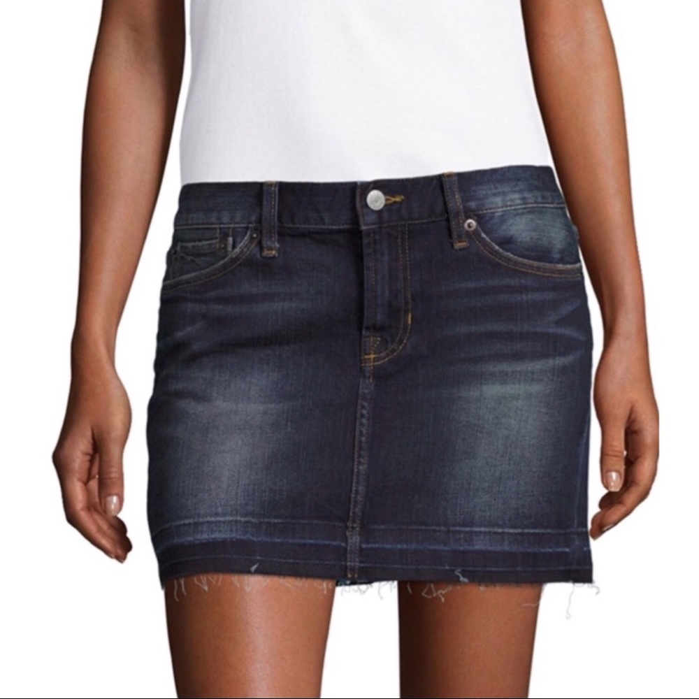 JEAN SHOP BLAIR UN-HEMMED DENIM MINI SKIRT